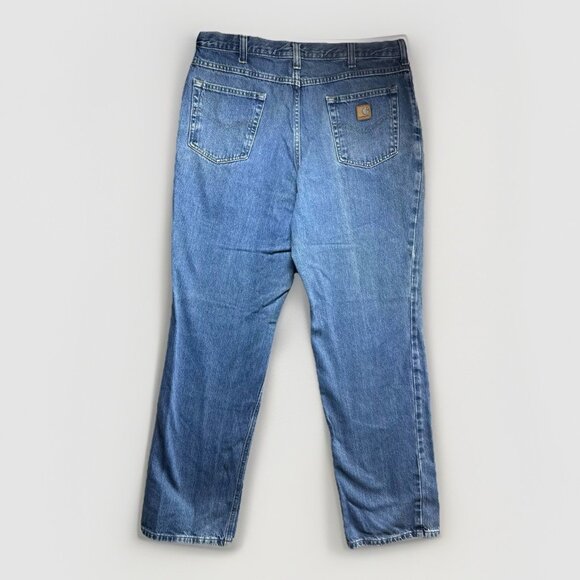VTG Carhartt Jeans Mens 36x34 Relaxed Fit Work Jeans Medium Wash Denim Rental - Picture 2 of 8